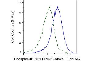 Flow cytometric analysis of phospho-4E BP1 (Thr46) expression in C2C12 cells using phospho-4E BP1 (Thr46) antibody (ABIN7798530), 1:2,000). (Recombinant eIF4EBP1 antibody  (pThr46))