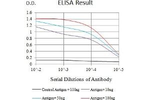 Black line: Control Antigen (100 ng),Purple line: Antigen (10 ng), Blue line: Antigen (50 ng), Red line:Antigen (100 ng) (IGF2R antibody  (AA 160-311))