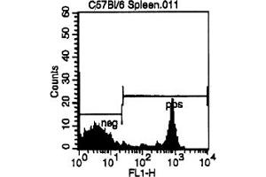 Representative Histogram - Cell Source: CD3e Positive Spleen Cells Percentage of cells stained above control: 34.