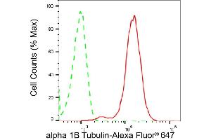 Flow cytometric analysis of alpha 1B Tubulin expression in HepG2 cells using alpha 1B Tubulin antibody (ABIN7800662), 1:2,000). (Recombinant TUBA1B antibody)