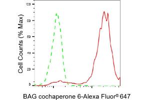 Flow cytometric analysis of BAG cochaperone 6 expression in HepG2 cells using BAG cochaperone 6 antibody (ABIN7800912), 1:2,000).