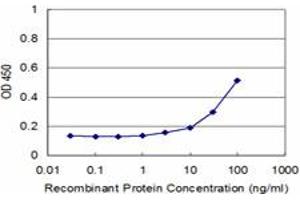 Detection limit for recombinant GST tagged MYF6 is approximately 3ng/ml as a capture antibody. (MYF6 antibody  (AA 1-99))
