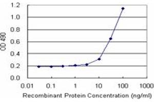 Sandwich ELISA detection sensitivity ranging from 10 ng/mL to 100 ng/mL.
