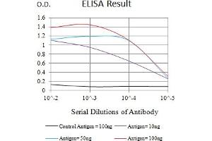 Black line: Control Antigen (100 ng),Purple line: Antigen (10 ng), Blue line: Antigen (50 ng), Red line:Antigen (100 ng) (CD43 antibody  (AA 20-253))