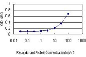 Detection limit for recombinant GST tagged EXOSC8 is approximately 3ng/ml as a capture antibody. (EXOSC8 antibody  (AA 1-276))