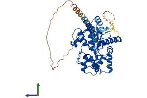 AlphaFold protein structure predicition of Mouse Recombinant Chst9 Protein, UniprotID Q76EC5