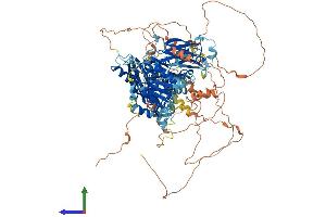 AlphaFold protein structure predicition of Mouse Recombinant Pitpnm3 Protein, UniprotID Q3UHE1 (NIR1 Protein (AA 1-974) (His tag))