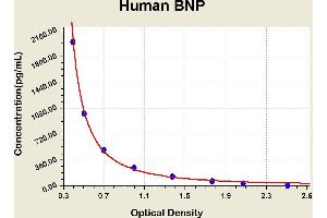 Diagramm of the ELISA kit to detect Human BNPwith the optical density on the x-axis and the concentration on the y-axis. (BNP ELISA Kit)