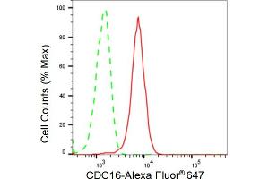 Flow cytometric analysis of CDC16 expression in HeLa cells using CDC16 antibody (ABIN7798002), 1:2,000).