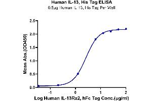 Immobilized Human IL-13, His Tag at 5 μg/mL (100 μL/well) on the plate. (IL-13 Protein (AA 21-132) (His-Avi Tag))