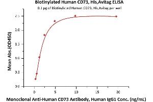 Immobilized Biotinylated Human CD73, His,Avitag (ABIN6810044,ABIN6938889) at 1 μg/mL (100 μL/well) on Streptavidin  precoated (0. (CD73 Protein (AA 27-549) (His tag,AVI tag,Biotin))