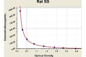 Diagramm of the ELISA kit to detect Rat SSwith the optical density on the x-axis and the concentration on the y-axis.