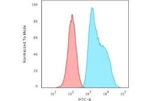 Flow Cytometric Analysis of trypsinised HeLa cells. (S100A2 antibody)