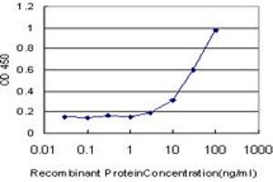 Detection limit for recombinant GST tagged GABPA is approximately 3ng/ml as a capture antibody. (GABPA antibody  (AA 1-100))