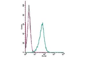 Cell surface detection of α1A-Adrenergic receptor by indirect flow cytometry in live intact mouse J774 macrophage cells: (black line) Cells. (alpha 1 Adrenergic Receptor antibody  (2nd Extracellular Loop, Cys176))