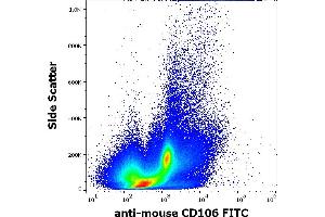 Flow cytometry surface staining pattern of murine peripheral whole blood stained using anti-mouse CD106 (429 (MVCAM. (VCAM1 antibody  (FITC))