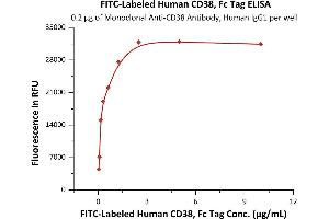 Immobilized Monoclonal A Antibody, Human IgG1 at 2 μg/mL (100 μL/well) can bind Fed Human CD38, Fc Tag (ABIN6972987) with a linear range of 0.