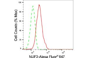 Flow cytometric analysis of NUF2 expression in HepG2 cells using NUF2 antibody (ABIN7799691), 1:2,000).