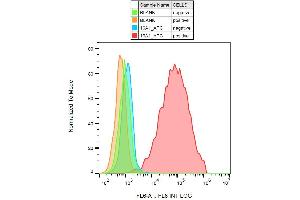 Surface staining of CD140a in CD140a-transfected 3T3 cells using anti-CD140a (16A1) APC. (PDGFRA antibody  (APC))