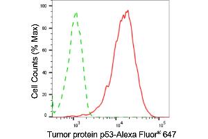 Flow cytometric analysis of tumor protein p53 expression in HAP-1 cells using tumor protein p53 antibody (ABIN7800688), 1:2,000). (Recombinant p53 antibody)