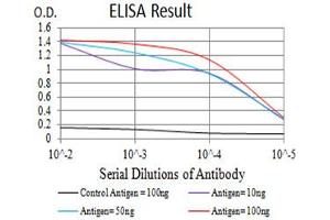 Black line: Control Antigen (100 ng),Purple line: Antigen (10 ng), Blue line: Antigen (50 ng), Red line:Antigen (100 ng) (IL9 Receptor antibody  (AA 41-270))