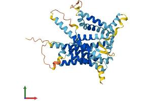 AlphaFold protein structure predicition of Mouse Recombinant Sppl3 Protein, UniprotID Q9CUS9 (SPPL3 Protein (AA 1-384) (His tag))