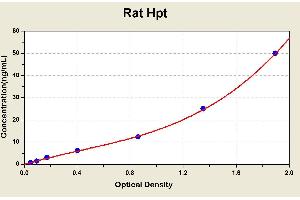 Diagramm of the ELISA kit to detect Rat Hptwith the optical density on the x-axis and the concentration on the y-axis. (Haptoglobin ELISA Kit)