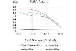 Black line: Control Antigen (100 ng),Purple line: Antigen (10 ng), Blue line: Antigen (50 ng), Red line:Antigen (100 ng) (CD3D antibody  (AA 127-171))