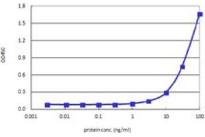 Sandwich ELISA detection sensitivity ranging from 1 ng/ml to 100 ng/ml.