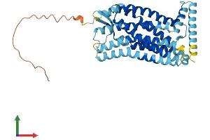 AlphaFold protein structure predicition of Mouse Recombinant Ccr9 Protein, UniprotID Q9WUT7 (CCR9 Protein (AA 1-369) (His tag))