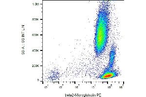 Flow cytometry analysis (surface staining) of β2-microglobulin in human peripheral blood with anti-β2-microglobulin (B2M-01) PE. (beta-2 Microglobulin antibody  (PE))