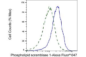 Validation of Phospholipid scramblase 1 knockdown using flow cytometry. (Recombinant PLSCR1 antibody)