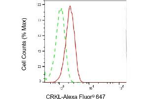 Flow cytometric analysis of CRKL expression in HT- cells using CRKL antibody (ABIN7800792), 1:2,000). (Recombinant CrkL antibody)