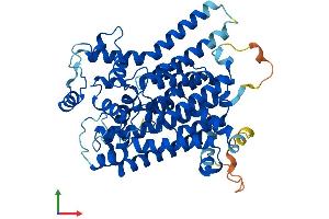 AlphaFold protein structure predicition of Human Recombinant PIGV Protein, UniprotID Q9NUD9 (PIGV Protein (AA 1-493) (His tag))