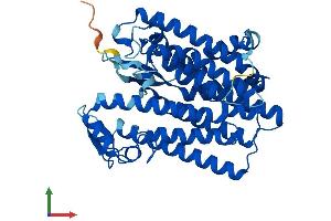AlphaFold protein structure predicition of Human Recombinant TM7SF2 Protein, UniprotID O76062 (TM7SF2 Protein (AA 1-418) (His tag))