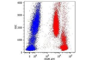 Surface staining of human peripheral blood cells with anti-human CD45 (MEM-28) APC. (CD45 antibody  (Biotin))