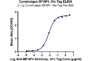 Immobilized Cynomolgus MFAP4, His Tag at 1 μg/mL (100 μL/Well) on the plate. (MFAP4 Protein (AA 60-293) (His tag))