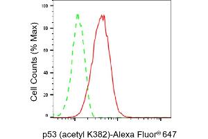 Flow cytometric analysis of p53 (acetyl K382) expression in HAP-1 cells using p53 (acetyl K382) antibody (ABIN7800683), 1:2,000). (Recombinant p53 antibody  (acLys382))