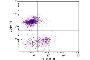 BALB/c mouse splenocytes were stained with Hamster Anti-Mouse CD3ε-BIOT. (CD3 epsilon antibody  (Biotin))