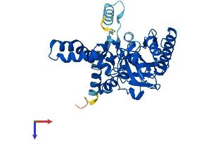 AlphaFold protein structure predicition of Mouse Recombinant Dgat2l6 Protein, UniprotID A2ADU8 (DGAT2L6 Protein (AA 1-337) (His tag))