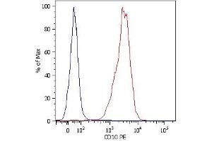 Surface staining of NALM-6 human pre-B cell leukemia cell line with anti-human CD10 (MEM-78) PE. (MME antibody  (PerCP))