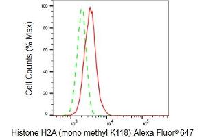 Flow cytometric analysis of Histone H2A (mono methyl K118) expression in HepG2 cells using Histone H2A (mono methyl K118) antibody (ABIN7798942), 1:2,000). (Recombinant Histone H2A antibody  (H2AK118me1))