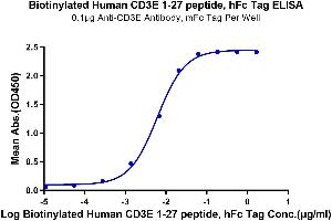 Immobilized Anti-CD3 Antibody, mFc Tag at 1 μg/mL (100 μL/well) on the plate. (CD3 epsilon Protein (CD3E) (AA 23-48) (Fc-Avi Tag,Biotin))