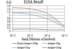 Black line: Control Antigen (100 ng);Purple line: Antigen (10ng); Blue line: Antigen (50 ng); Red line:Antigen (100 ng) (DHX58 antibody  (AA 479-678))