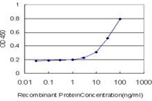 Detection limit for recombinant GST tagged TRIM52 is approximately 1ng/ml as a capture antibody. (TRIM52 antibody  (AA 201-297))