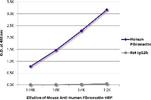 ELISA plate was coated with purified human fibronectin and rat IgG2b. (Fibronectin antibody  (HRP))