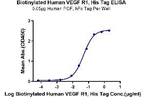 ELISA image for Fms-Related tyrosine Kinase 1 (VEGFR1) (FLT1) (AA 27-756) protein (His-Avi Tag,Biotin) (ABIN7275836)