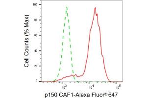 Flow cytometric analysis of p150 CAF1 expression in HepG2 cells using p150 CAF1 antibody (ABIN7798059), 1:2,000). (Recombinant CHAF1A antibody)