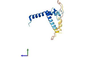 AlphaFold protein structure predicition of Mouse Recombinant Llph Protein, UniprotID Q9D945 (LLPH Protein (AA 1-130) (His tag))