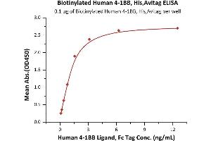 ELISA image for Tumor Necrosis Factor Receptor Superfamily, Member 9 (TNFRSF9) (AA 24-186) (Active) protein (His tag,AVI tag,Biotin) (ABIN6972936)